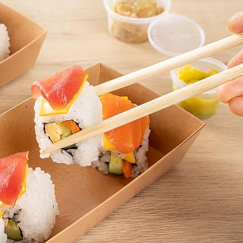 Miniatura 6 de Restaurantware Bambuddha - Palillos gemelos de 8.3 pulgadas para llevar, 100 palillos de bambú duraderos, con funda de papel, palillos de bambú de