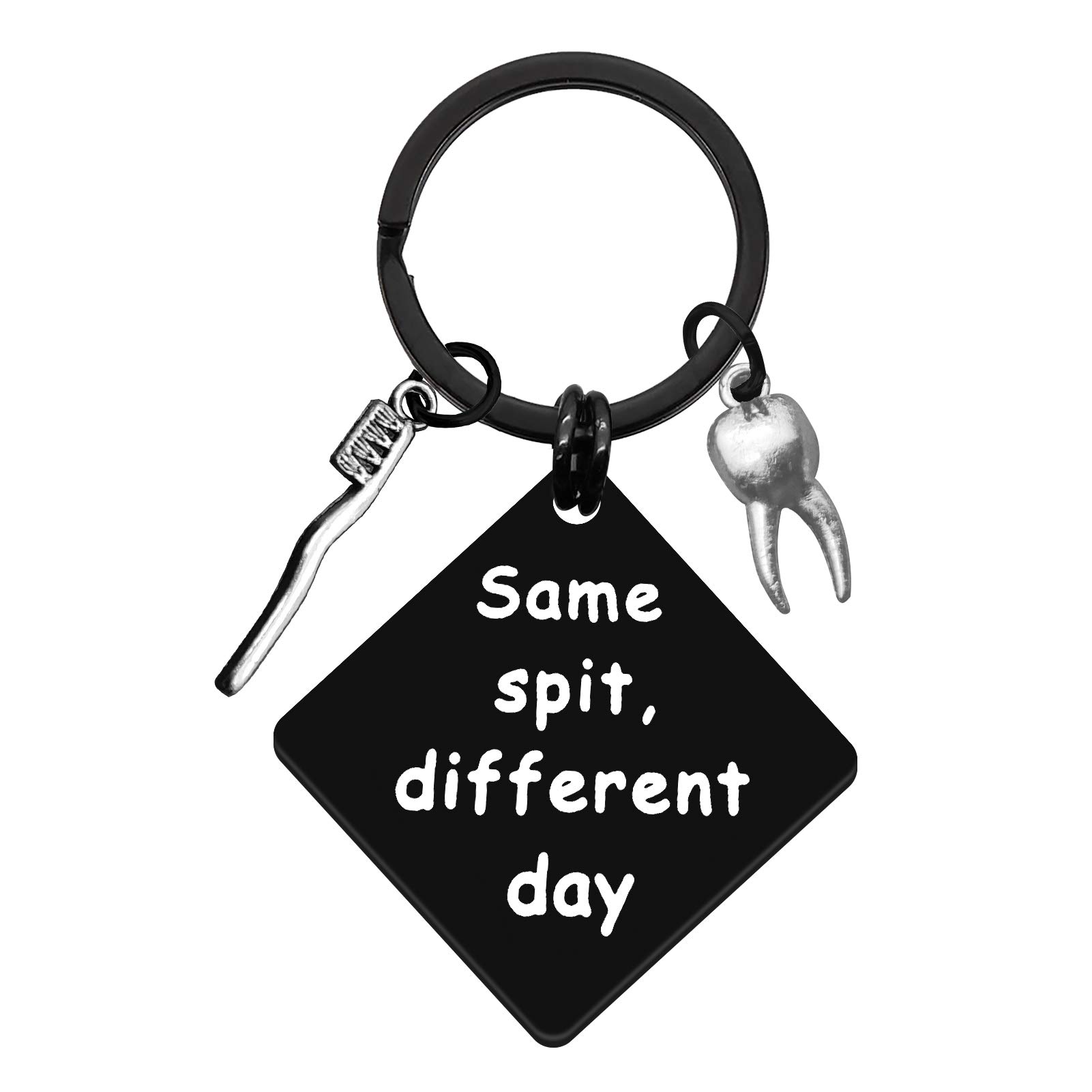 Funny Dental Hygienist Gift Dentist Keychain for Women Men Same Spit Different Day Dentist Keyring New Dentist Gift Dentist Jewelry for Retirement Graduation Birthday Gifts for Dental Friends Family