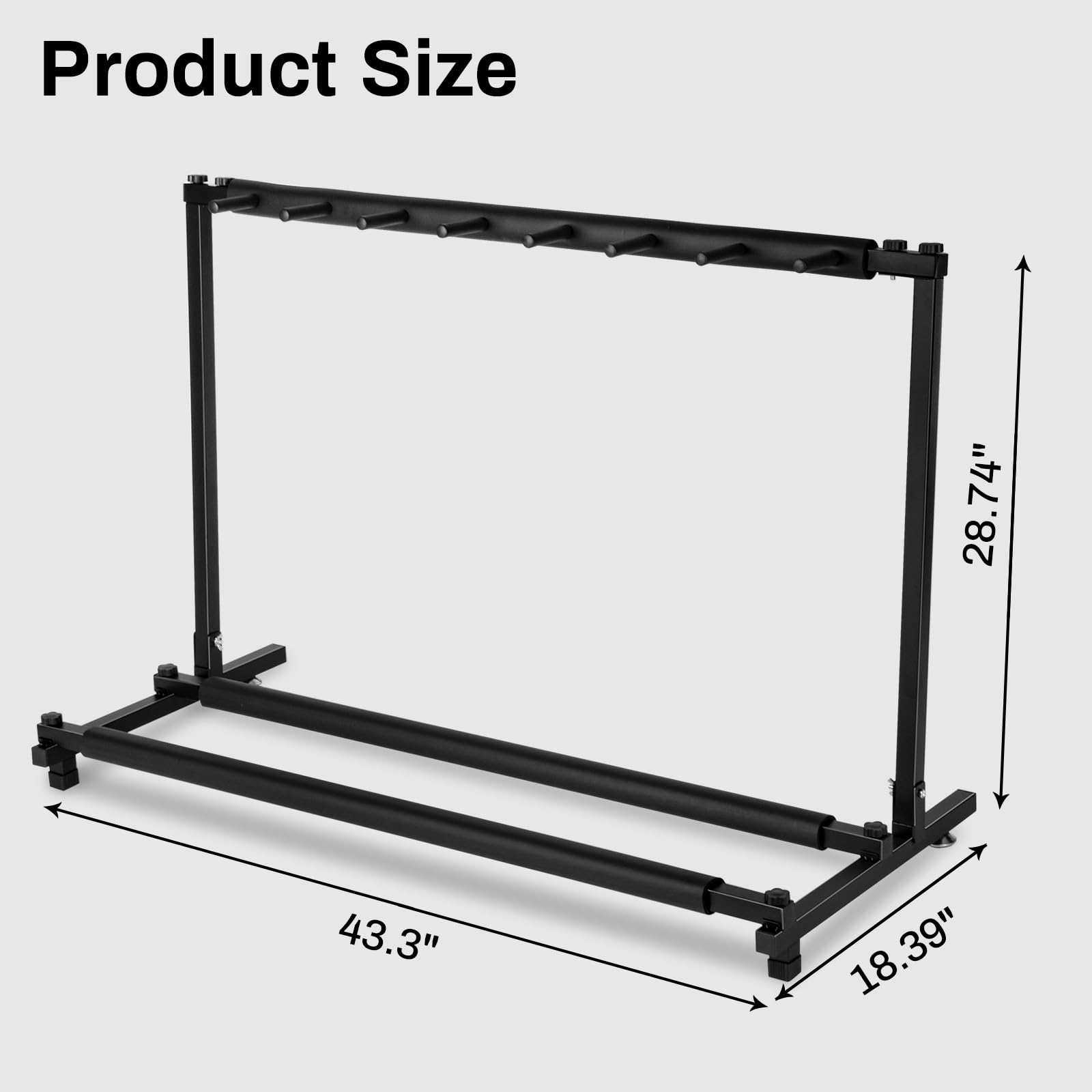 AODSK Soporte para 7 guitarras con diseño plegable, soporte para múltiples guitarras, soporte portátil para guitarra negra, soporte de exhibición de guitarra negro para guitarra y bajo, estudio y