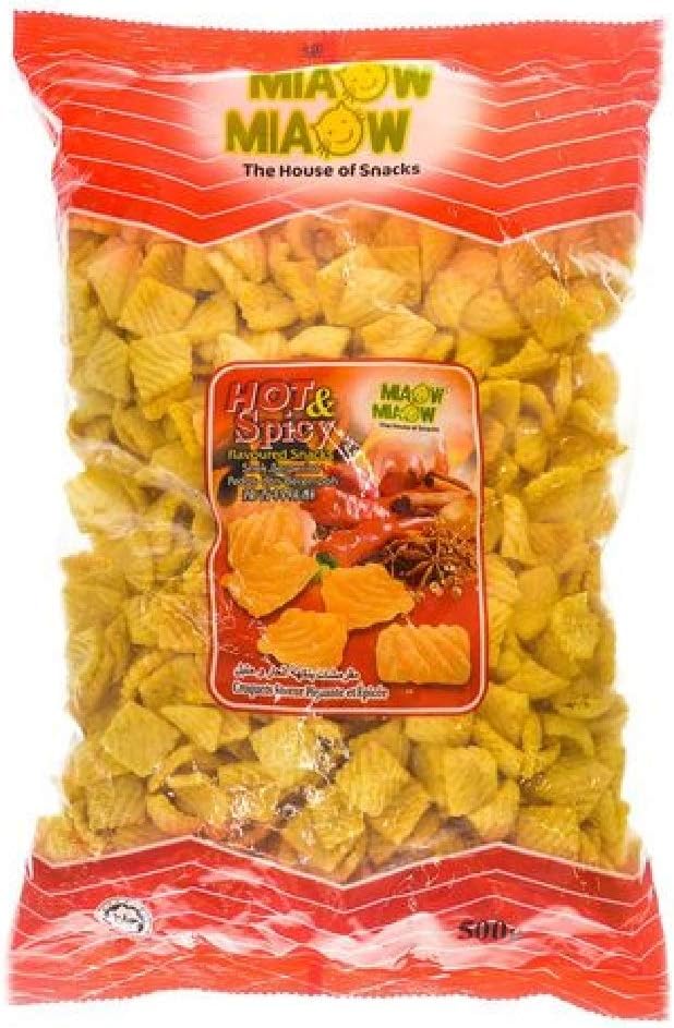 Miaow Miaow Crackers & Chips 500g (Hot & Spicy Potato Chips, 3 Pack)
