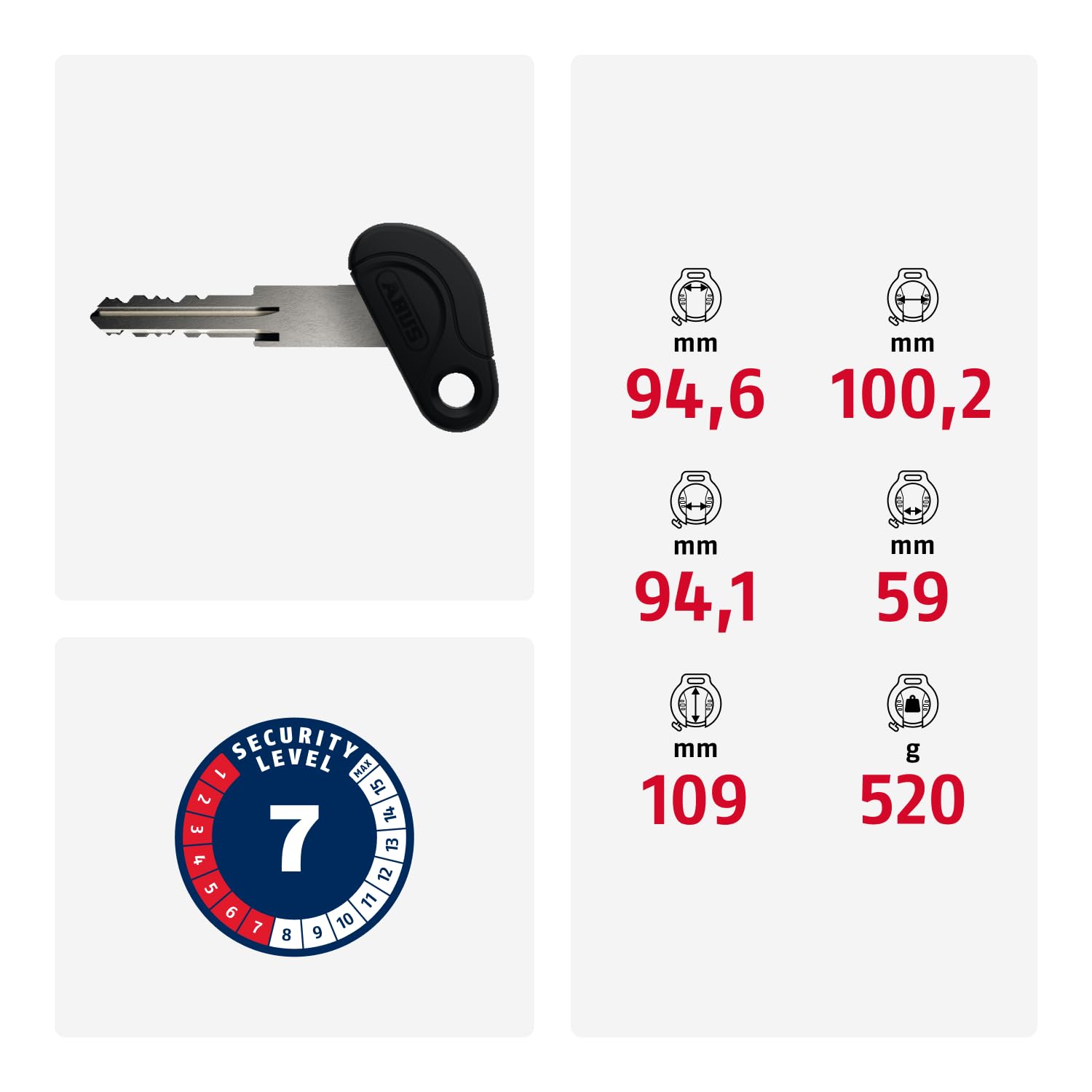 ABUS Lucchetto da Telaio PRO TECTIC 4960 Nr - Lucchetto per Bicicletta da Fissare al Telaio della Bicicletta - Grilletto Spesso 8,5 mm - Livello di Sicurezza 7 - Nero