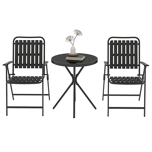 3 Piece Outdoor Bistro Set, Patio Table and Chairs Set
