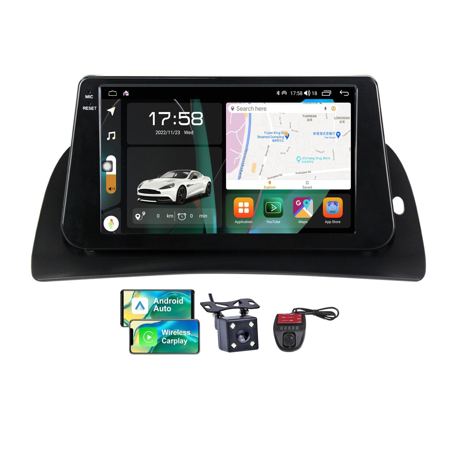 Autoradio Android 13 pour Renault Kangoo 2008-2015 avec lecteur DVD et écran tactile 9" et DSP