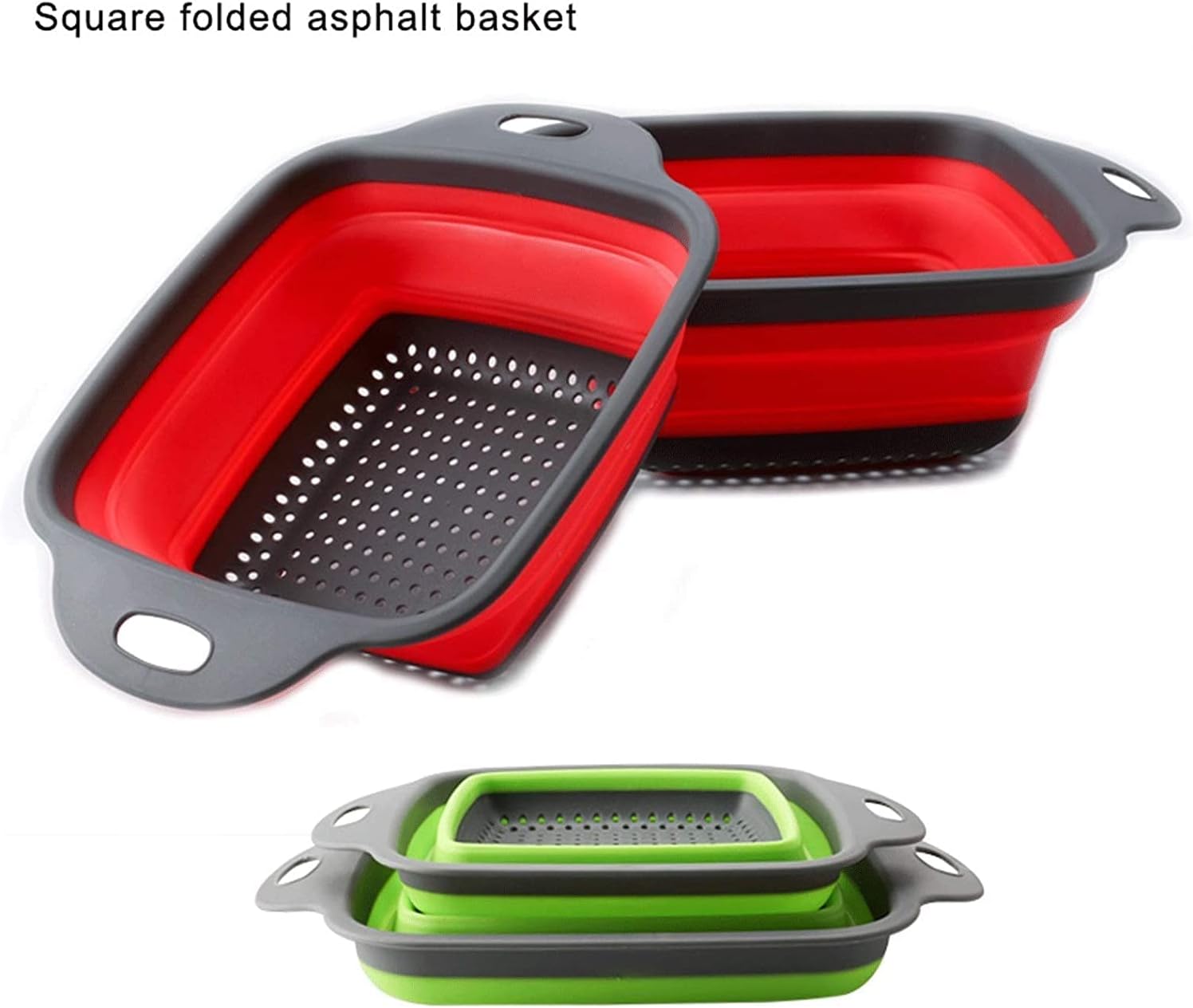 Colander，Colander Strainer，Colander Strainer Basket，Sink Strainer Colander Drain Basket Plastic Square Foldable Drain Basket Kitchen Rice Basket with Handles for Draining Pasta Vegetables and Fruits D