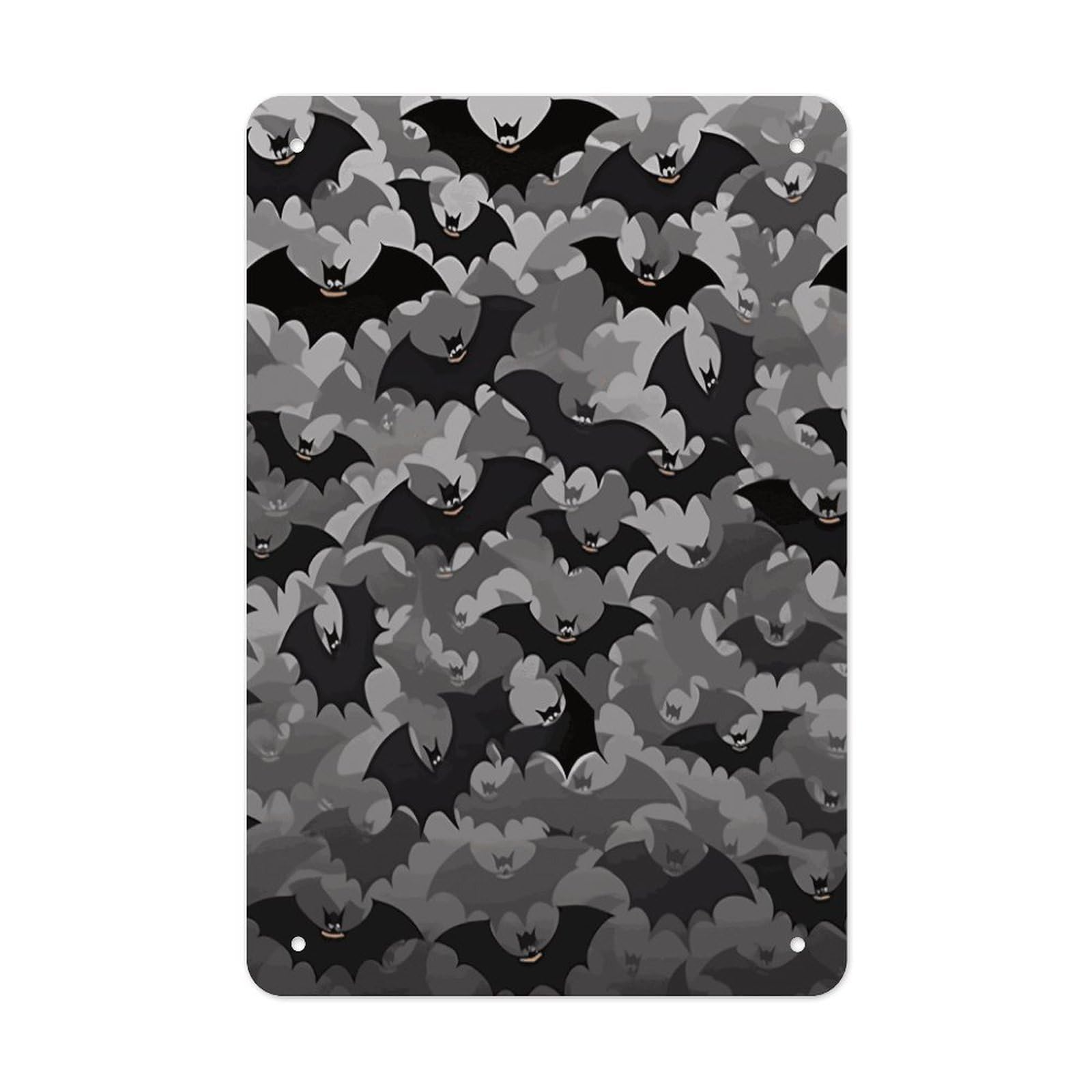 Btcowzrv Style Halloween Bats Grey Metal Tin Sign Wall Decor Hanging Plaque