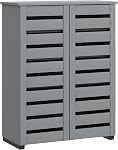 HOMCOM Narrow Shoe Cabinet with 2 Slatted Doors, Modern Shoe Storage Cabinet with Adjustable Shelves for Entryway, Hallway, Living Room, Holds 15 Pairs, White