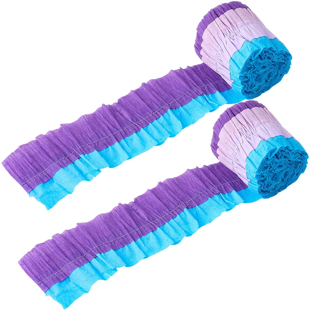 CRASPIRE Crepe Paper Streamers 2 Rolls 2.8in/7cm Blue Purple Birthday Party Tissue Decorations Wedding Diy Craft for Celebrate Graduation Anniversary Bridal Shower Thanksgiving Christmas Supplies