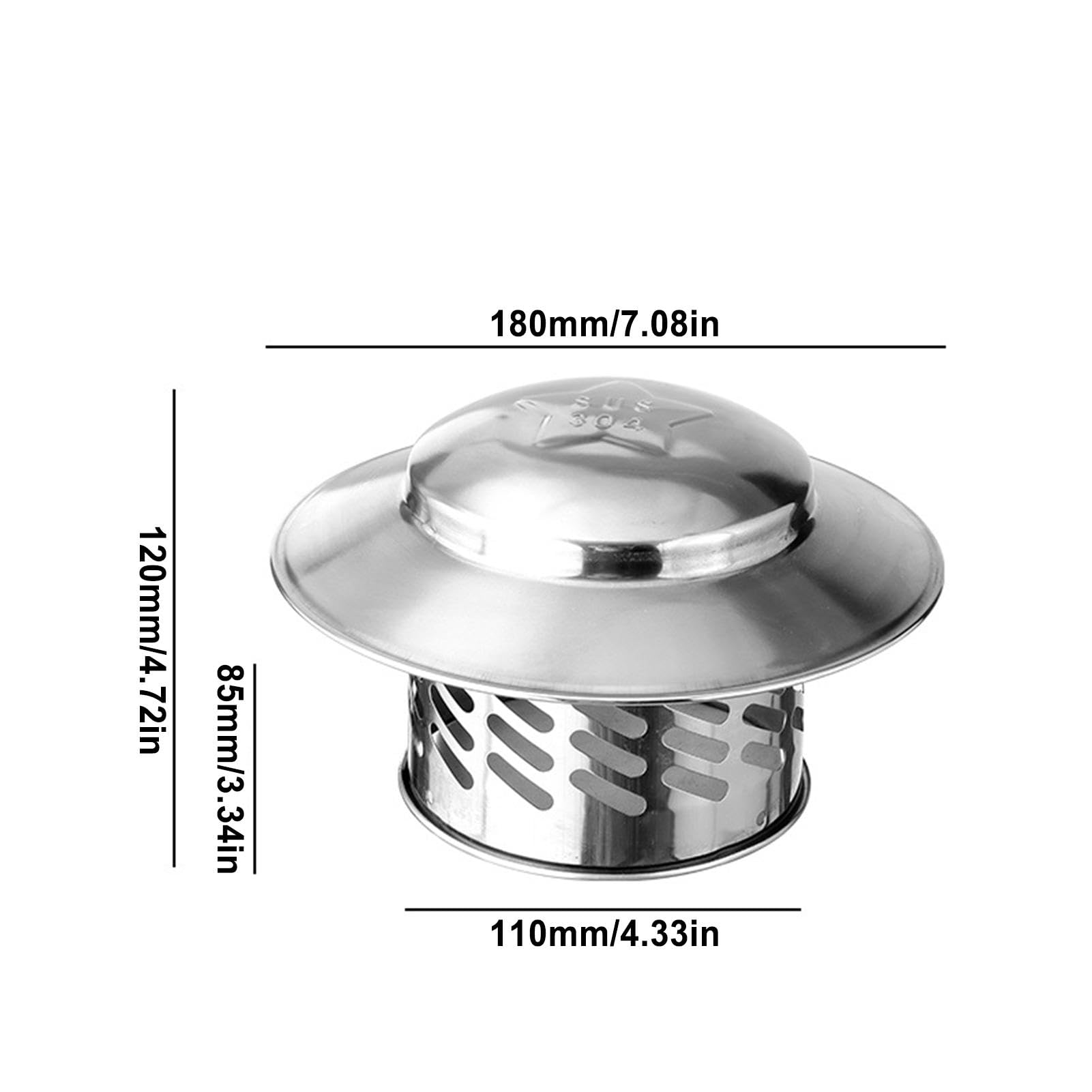 HaSaiBaby Schornsteinkappe Edelstahl 280mm - Regenschutz Für Dachbelüftung & Abzug
