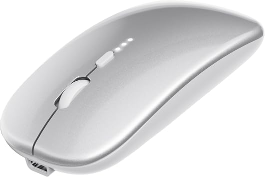 ShuGuoTu Wireless Mouse, 2.4G Slim Mute Silent Click Noiseless Optical Mouse with USB Receiver and Type C Adapter Compatible with Notebook, PC, Laptop, Computer, MacBook Silver