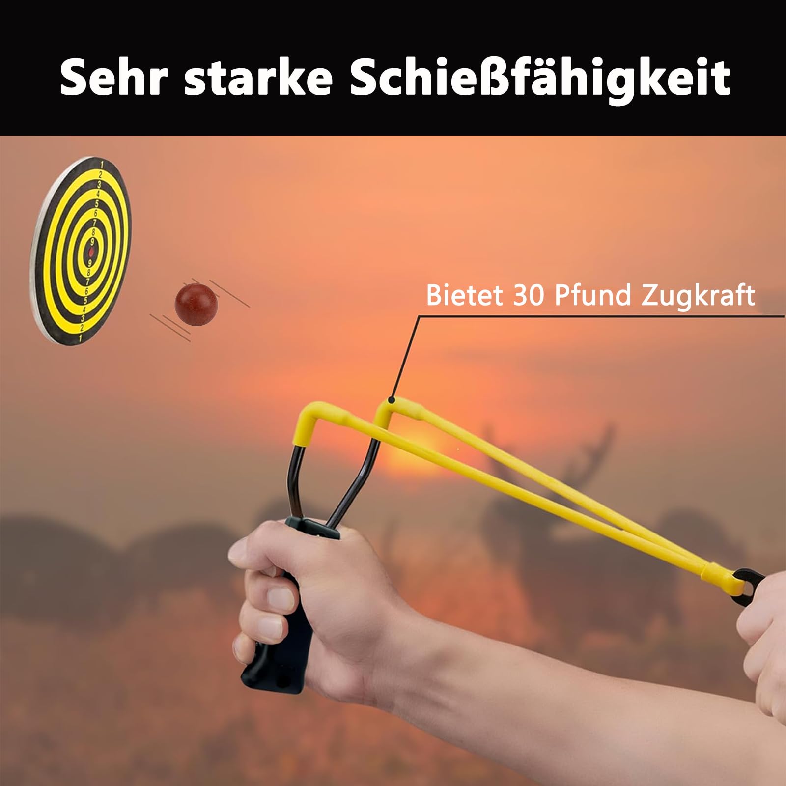 GERUI Schleuder Steinschleuder Zwille Set, inkl Tonkugeln | Schleuder für Outdoor Sportarten, Slingshot für Anfänger sowie Fortgeschrittene,Spielzeug für den Außenbereich