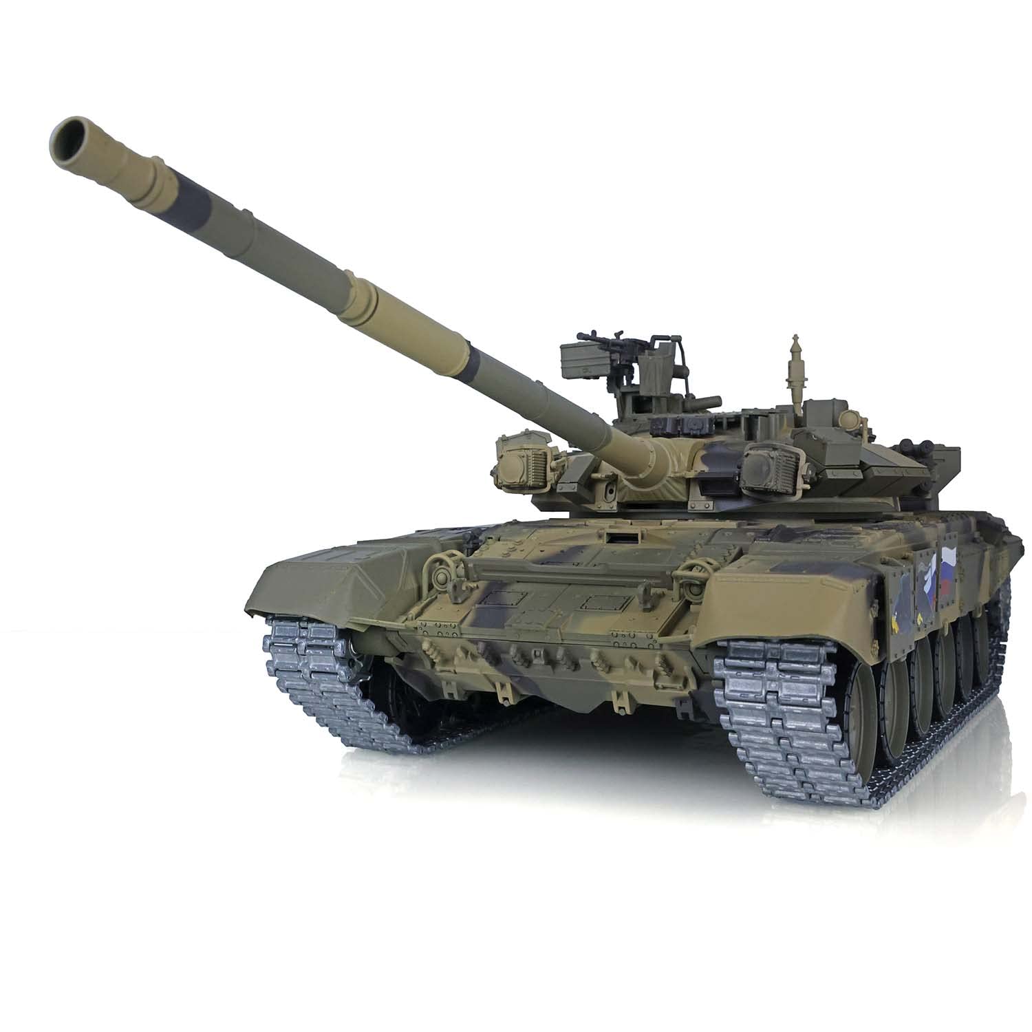 Heng Long Control remoto mejorado 2.4Ghz Tk7.0V escala 1/16 ruso T-90 Main Battle Air Soft RC Tanque humo y sonido (versión mejorada con engranaje de metal y pistas)