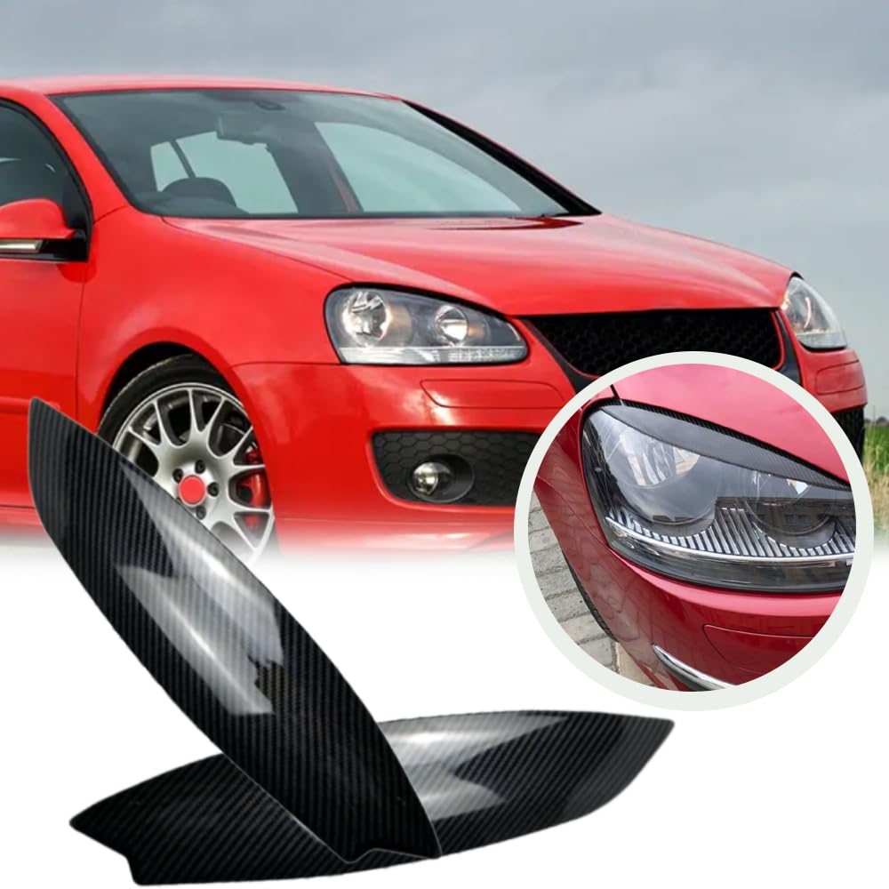 Scheinwerfer-Augendeckel, 2 Stück, Autoscheinwerfer-Augenbrauen, Karbonfaser-Optik, Augenbrauenabdeckungen, Augenlider, kompatibel mit VW Golf 5 GTI 2005–2007