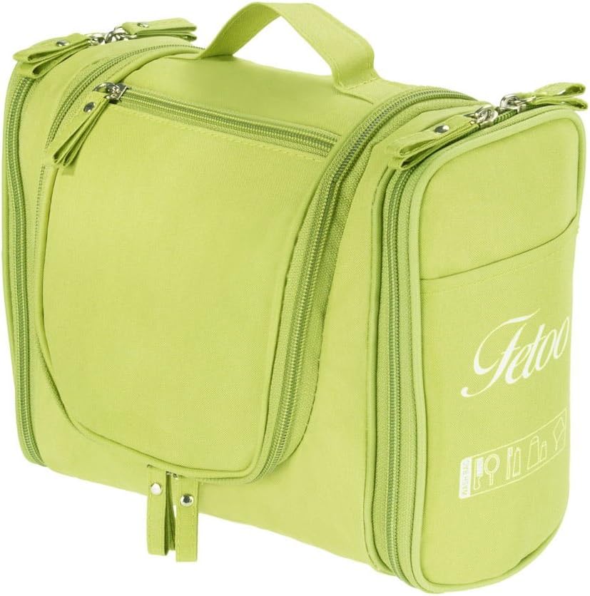 Toiletry Bag Wash Bag Cosmetic Make Up Bag Organizer Storage Bag Solid Color Portable Travel Hanging Luggage Zipper Polyester Oxford with Hook Foldable Large Capacity Multifunction (Green)