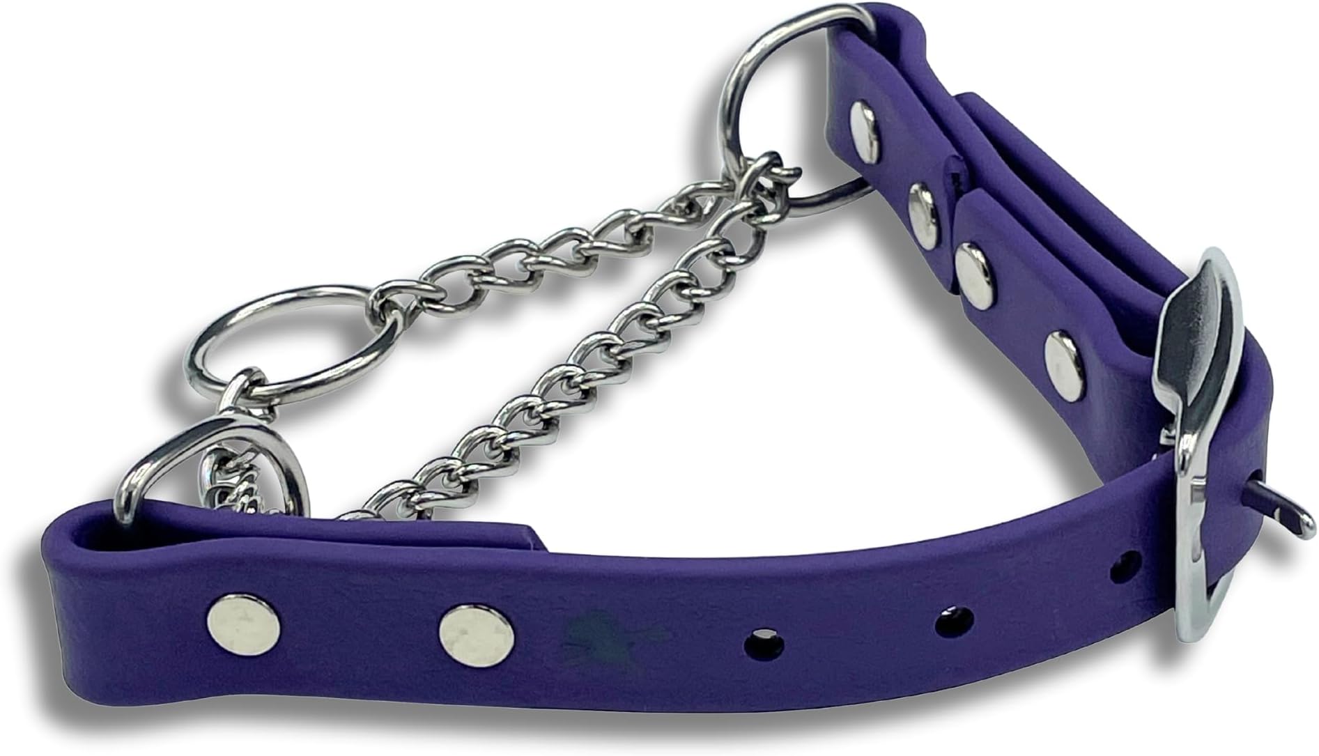 Martingale Collar for Dogs, Biothane, Stainless Steel Hardware, No Pull, Made in The USA, Professional Grade, Large, Purple