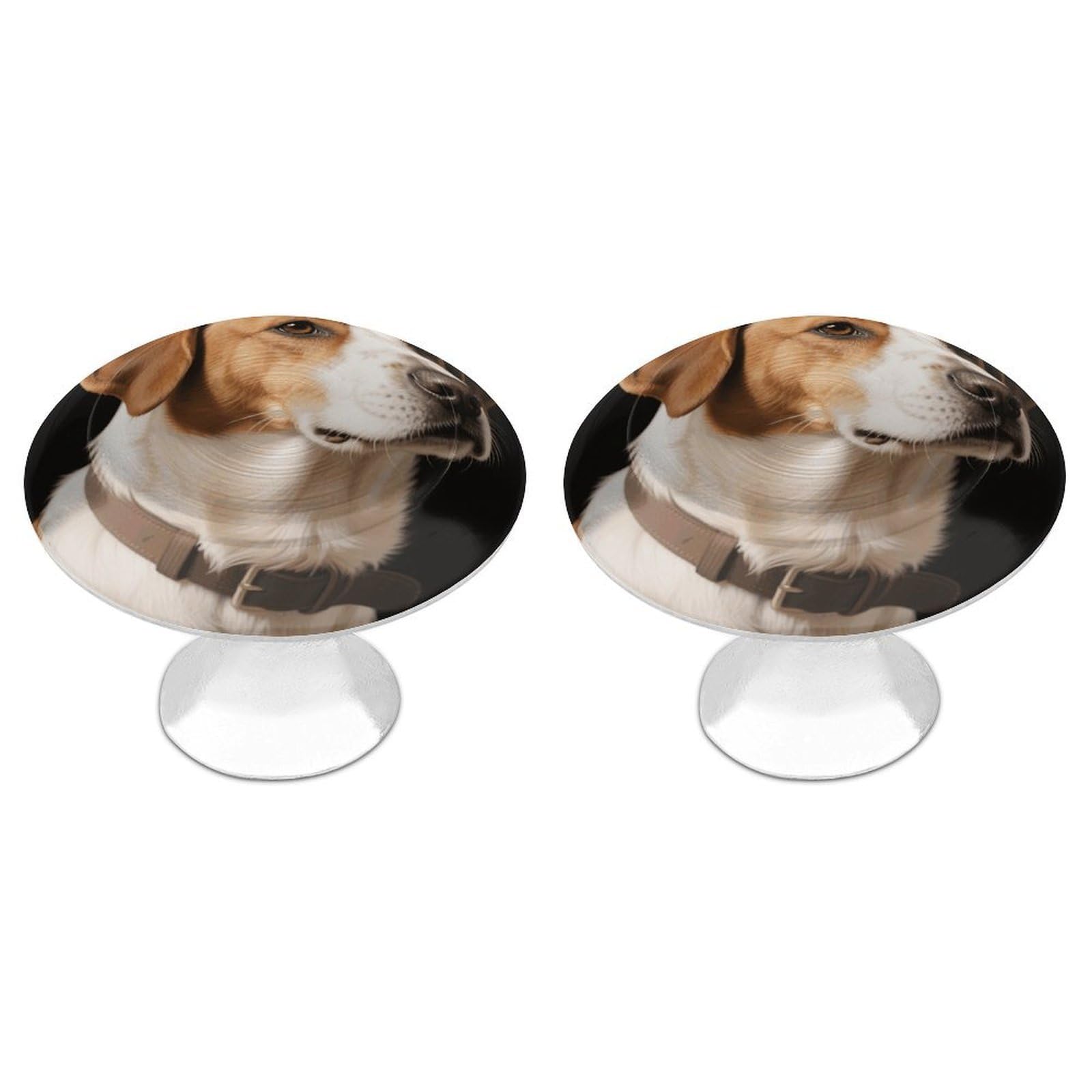 Fodpand White 2 Pack Cabinet Knobs 1.1 Inch Single Hole Drawer Pulls Handles Decorative Dog Furniture Knobs For Dresser Kitchen Bathroom Cupboard Wardrobe Vanity Closet Door Hardware