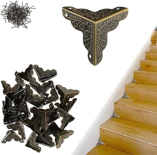 Generic - Generic Antique Stair Dust Corners - 100PCS Decorative Edge Guard for Wooden Steps With Screws, Vintage (Bronze)