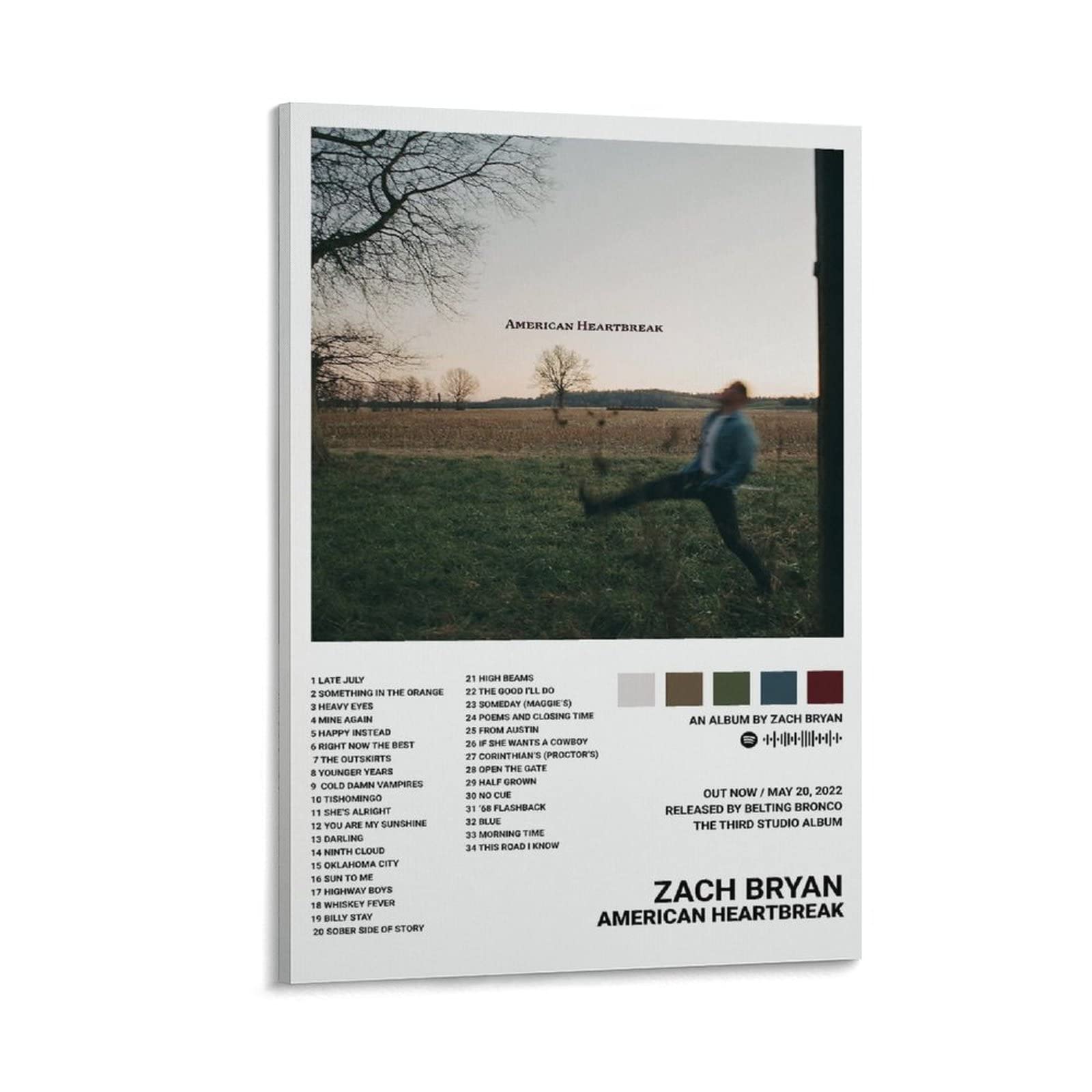 Poster Zach Bryan American Heartbreak 5 cadeau idéal cadre
