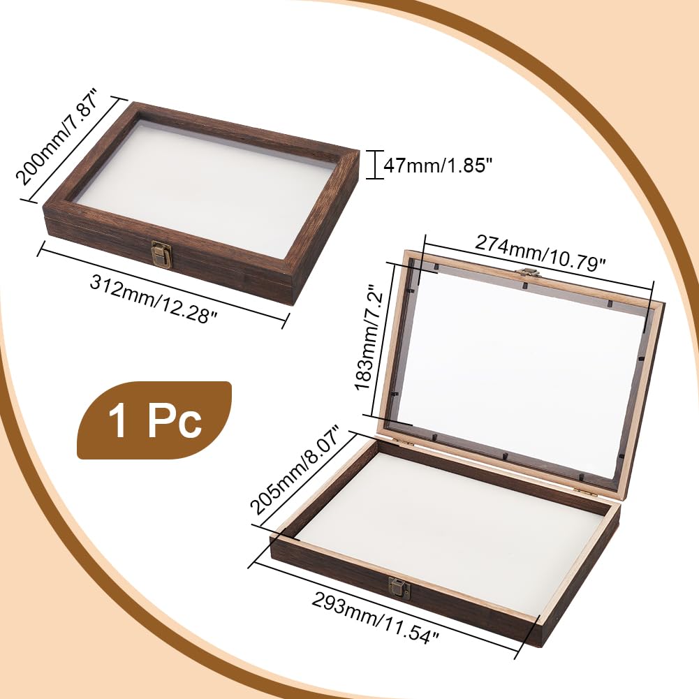 PH PandaHall Shadow Box Display Case Shadow Frame Box Specimen Display Case Wood Memory Box for Specimen Home Collages Collections Museums Public Exhibits Photos Tickets, 12.2x7.8x1.8inch