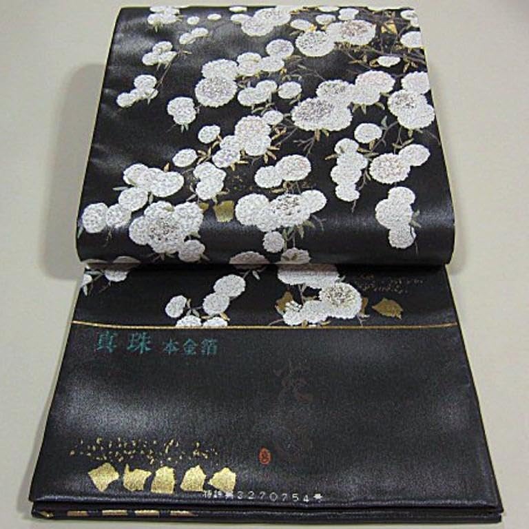 期間限定大幅値下げ！上質な逸品　西陣織引箔高級袋帯 【真珠・本金箔】大輪菊花模様 期間限定大幅値下げ！上質な逸品西陣織引箔高級袋帯 【真珠・本金箔