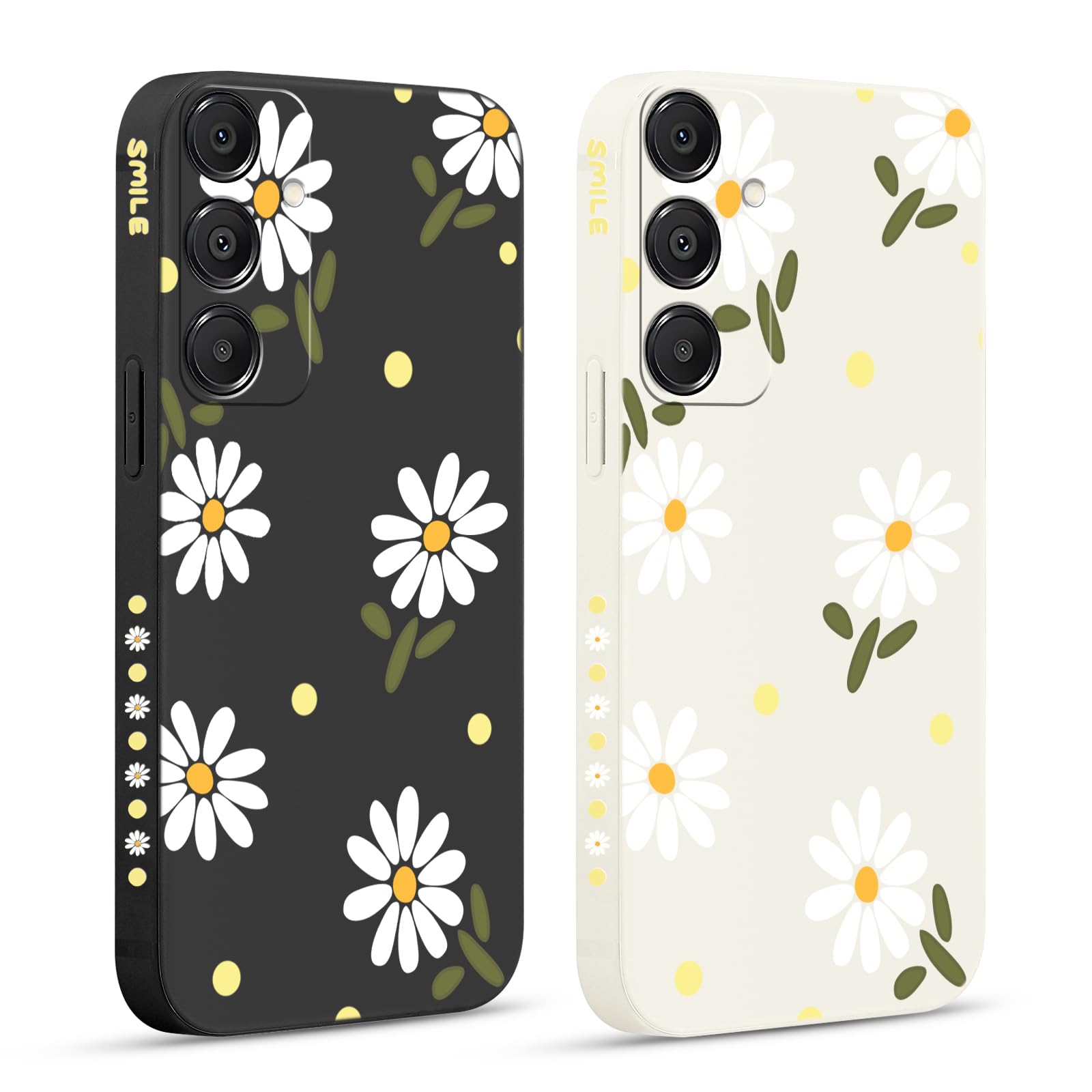 HuyxyTec 2 custodie per Samsung Galaxy A16 5G/4G, motivo floreale estetico con motivo opaco, per donne e ragazze, in morbido TPU, antiurto, per Samsung Galaxy A16, 01