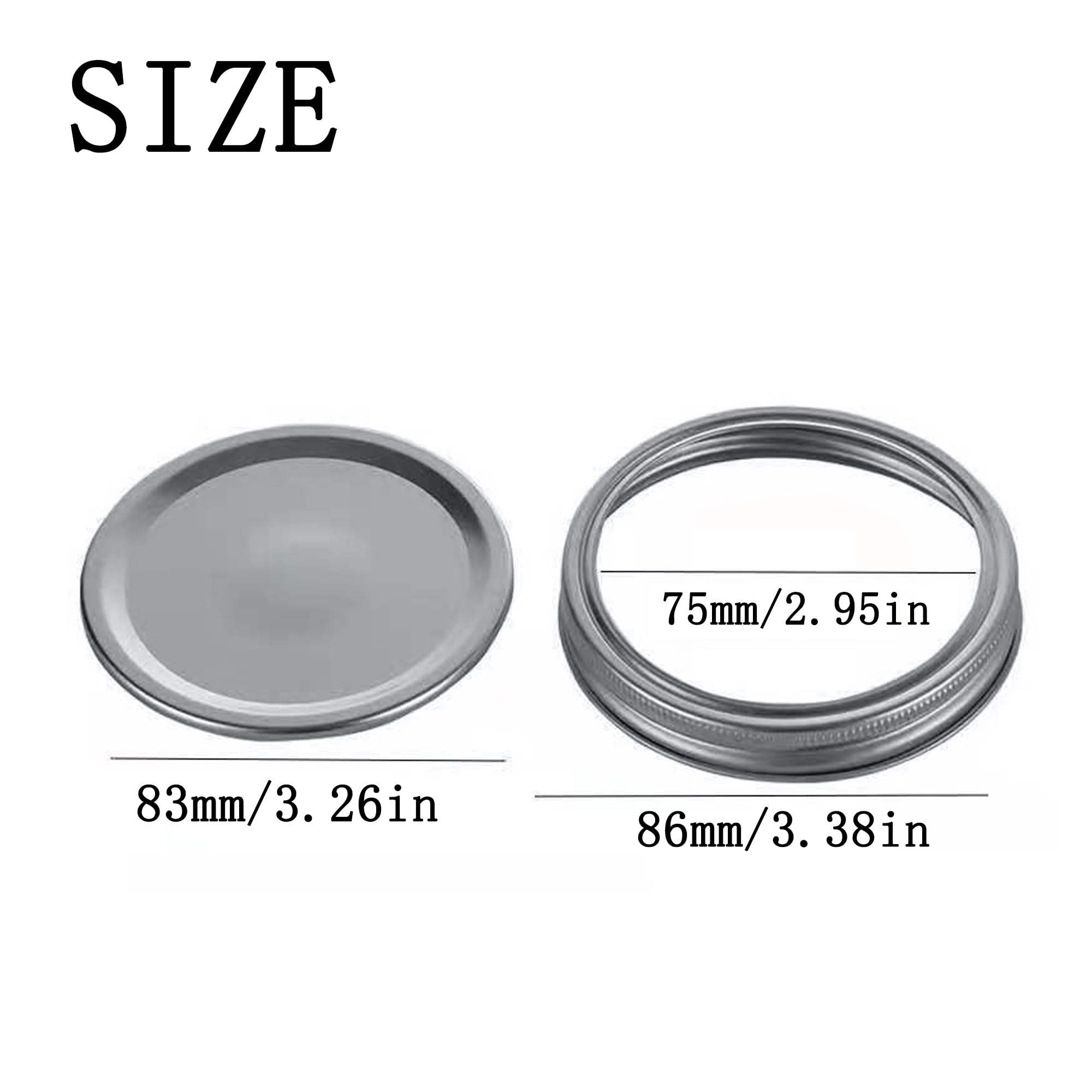 10 Set Barattoli di Vetro a Bocca Larga Coperchi,contenitori per barattoli di Metallo riutilizzabili con coperchi,Tappi per Barattoli di Vetro Riutilizzabili,tappi per alimenti, a prova di perdite