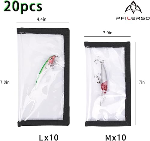 Miniatura 2 de 20 fundas para señuelos de pesca, 2 tamaños, transparentes, de PVC, grueso, para anzuelos de pesca, protegen a niños, mascotas y pescadores, a salvo