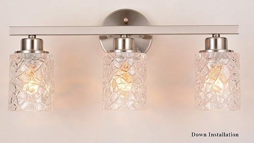 Miniatura 6 de ALICE HOUSE Luces de tocador de 20.5 pulgadas, iluminación de pared de 3 luces, luces de baño con acabado de níquel cepillado sobre el espejo,