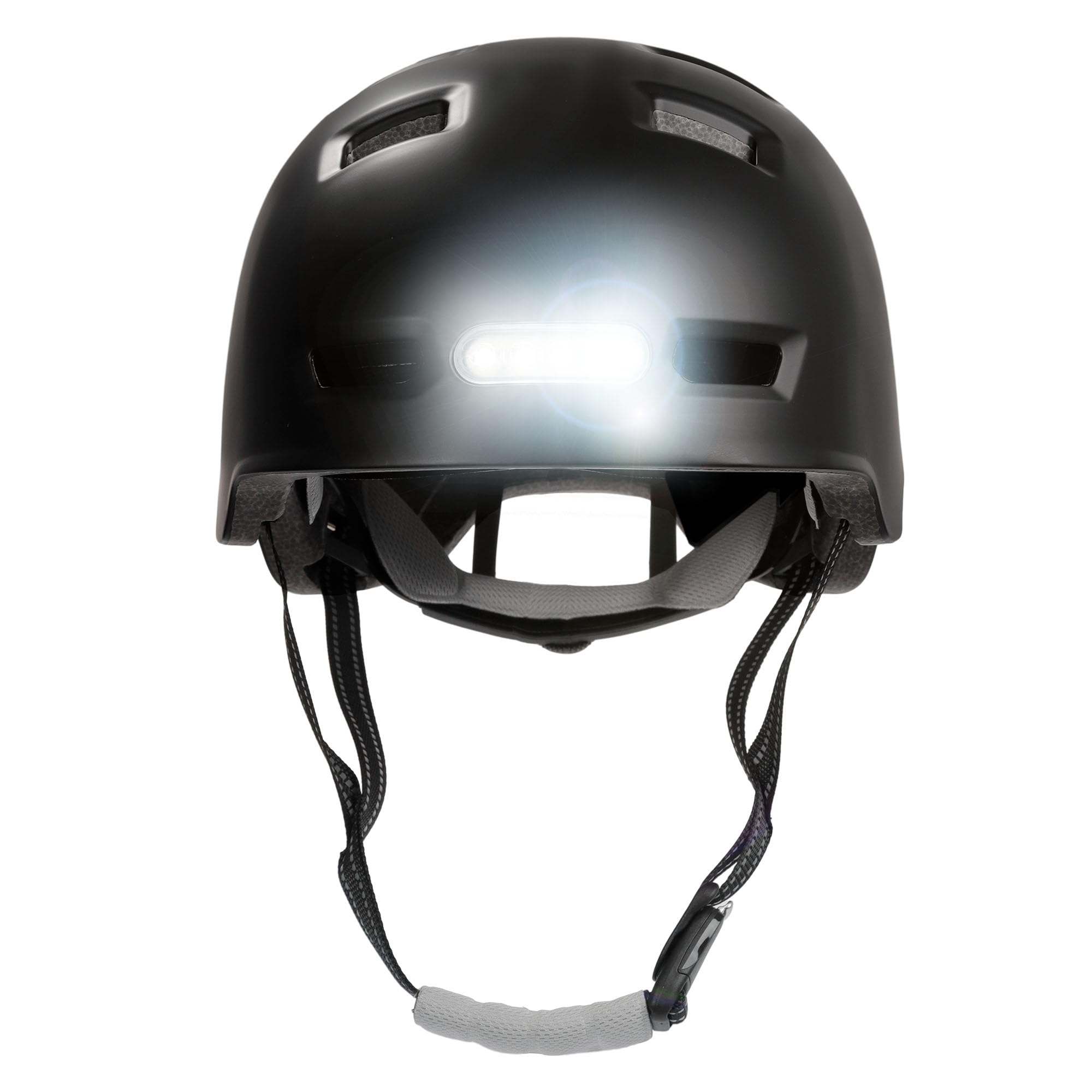 Crazy Safety Vertigo Casque De Vélo Noir Mat Lumière Avant Et Arrière USB | Casque pour Trottinette, Skateboard, Rollers et Vélo BMX, Casque de Vélo de Ville pour Hommes et Femmes | L 57-61 cm