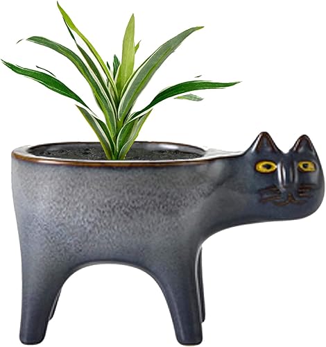 Macetero para gatos, maceta para suculentas, macetas de cerámica, macetas de animales para plantas de interior para decoración de interiores del