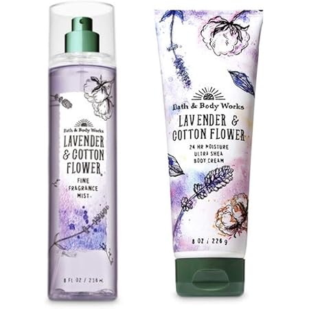 Amazon Com Bath And Body Works Lavender Cotton Flower Fine Fragrance Mist And Ultra Shea Body Cream Full Size 2019 Beauty Personal Care
