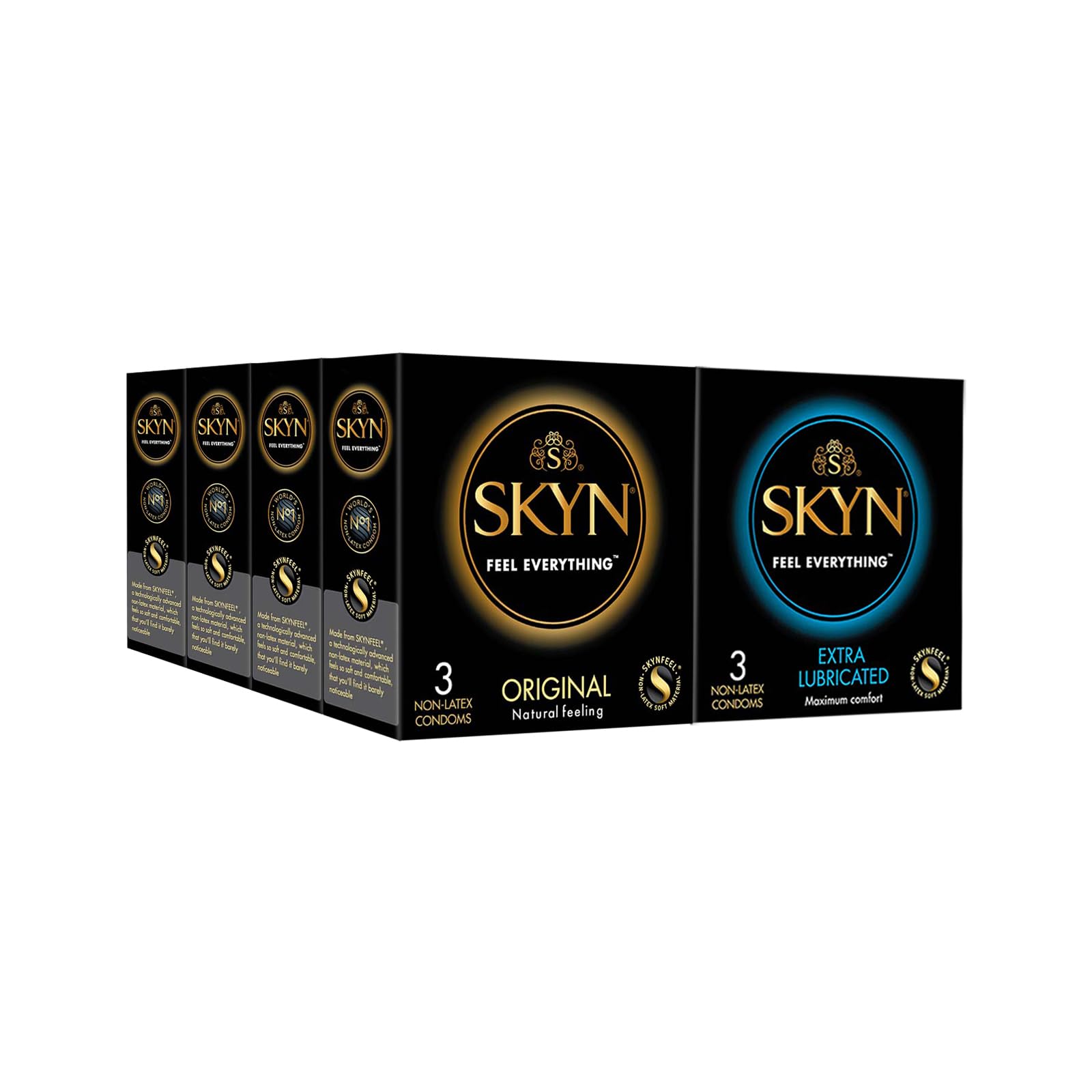 Skyn Non Latex Condoms for Men (Original - 12 count, ExtraLube - 12 count) - Pack of 24 count | Feel Everything | Latex Free