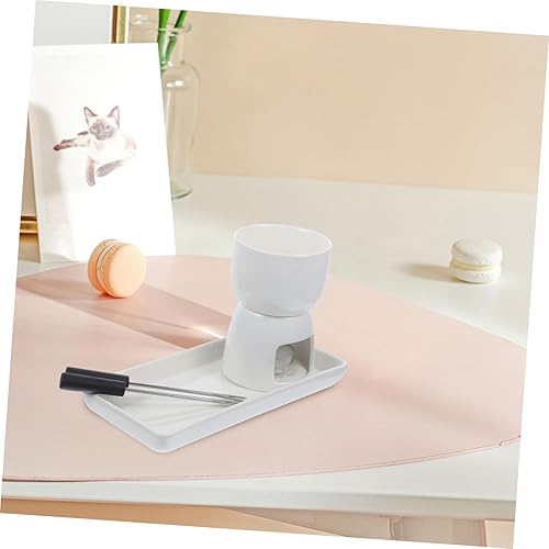 Miniatura 4 de RUNROTOO 1 Set Chocolate Melting Oven Snack Cheese Ice Cream Chocolate Tea Lights Candles Tea Light Fondue Ceramic Cheese Fondue Pot Wax Soap