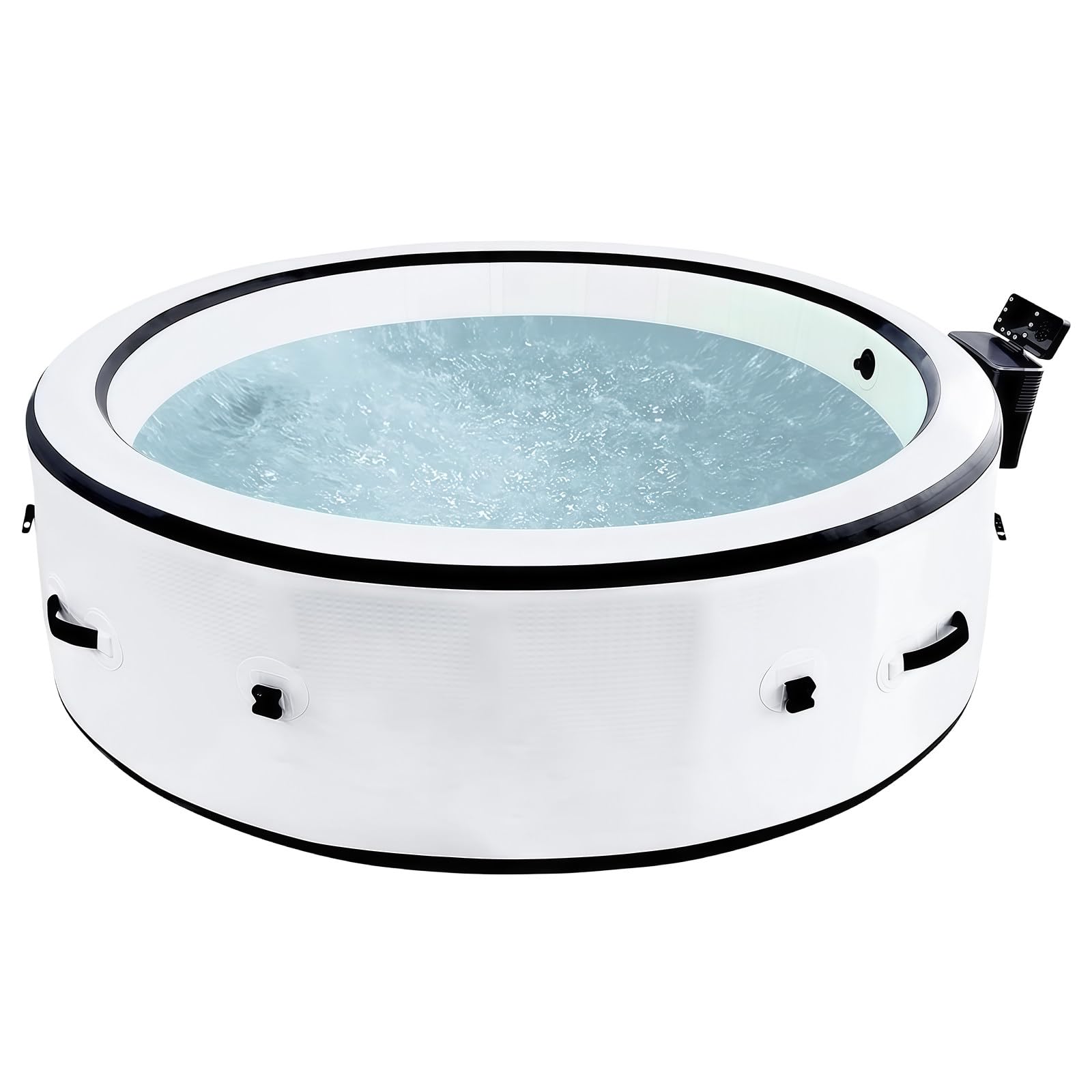BANGBANGJI Spa Gonflable Rond pour Extérieur, 4-6 Personnes Économe en Énergie, Rond 206 x 71cm, Chauffage Rapide 104°F, avec 150 Bulles pour Terrasse Jardin Extérieur