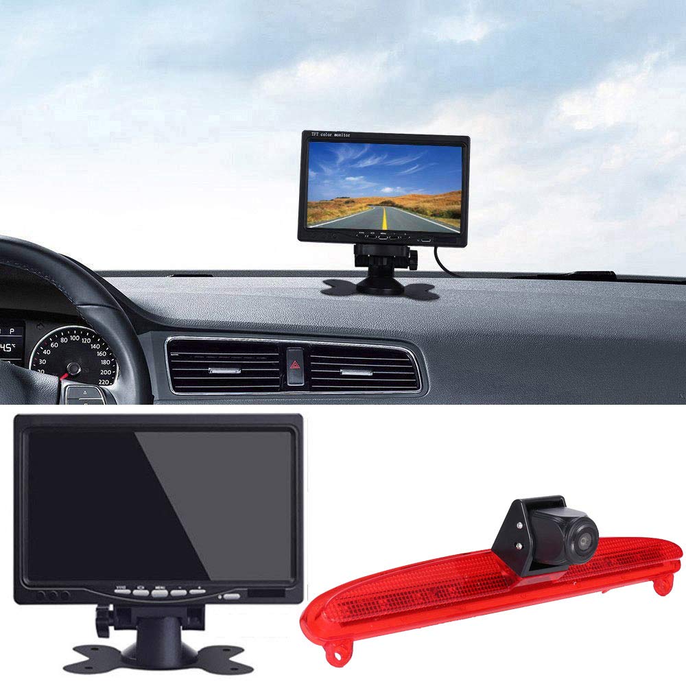 Transporter kamera cofania ze światłem hamowania, wodoszczelna, widoczność w nocy, kamera cofania + 7-calowy kolorowy wyświetlacz TFT LCD, do IVECO Daily 6 Transporter, rok produkcji 2015-2017