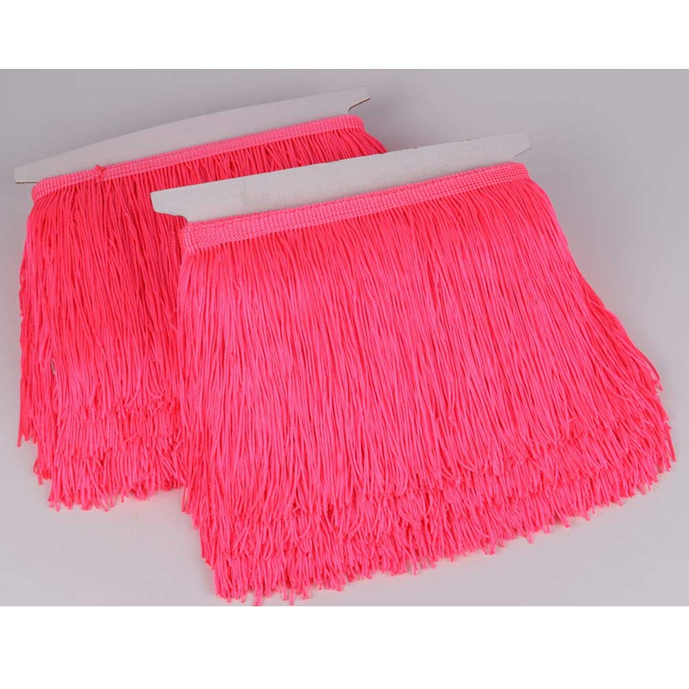 Heartwish268 Fringe Trim Lace Polyerter Fibre Tassel 6inch Wide 10 Yards Long for Clothes Accessories Latin Wedding Dress DIY Lamp Shade Decoration Black White Red(Fluorescent Peach)