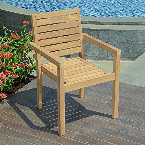 Teck'Attitude Fauteuil de Jardin empilable en Teck Massif Tivoli