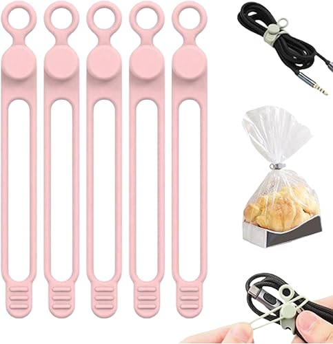 Miniatura 24 de Sujetacables de silicona, organizador de cables reutilizable de datos 2026, gestión de cables de viaje para electrodomésticos, gestión de cables