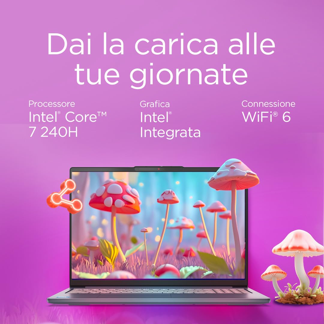 Lenovo IdeaPad Slim 5i Notebook 14" - Intel Core 7 240H, RAM 16GB, 1TB SSD, Grafica Intel Integrata, Display 14 pollici WUXGA (1920x1200) IPS, Windows 11 Home - Luna Grey