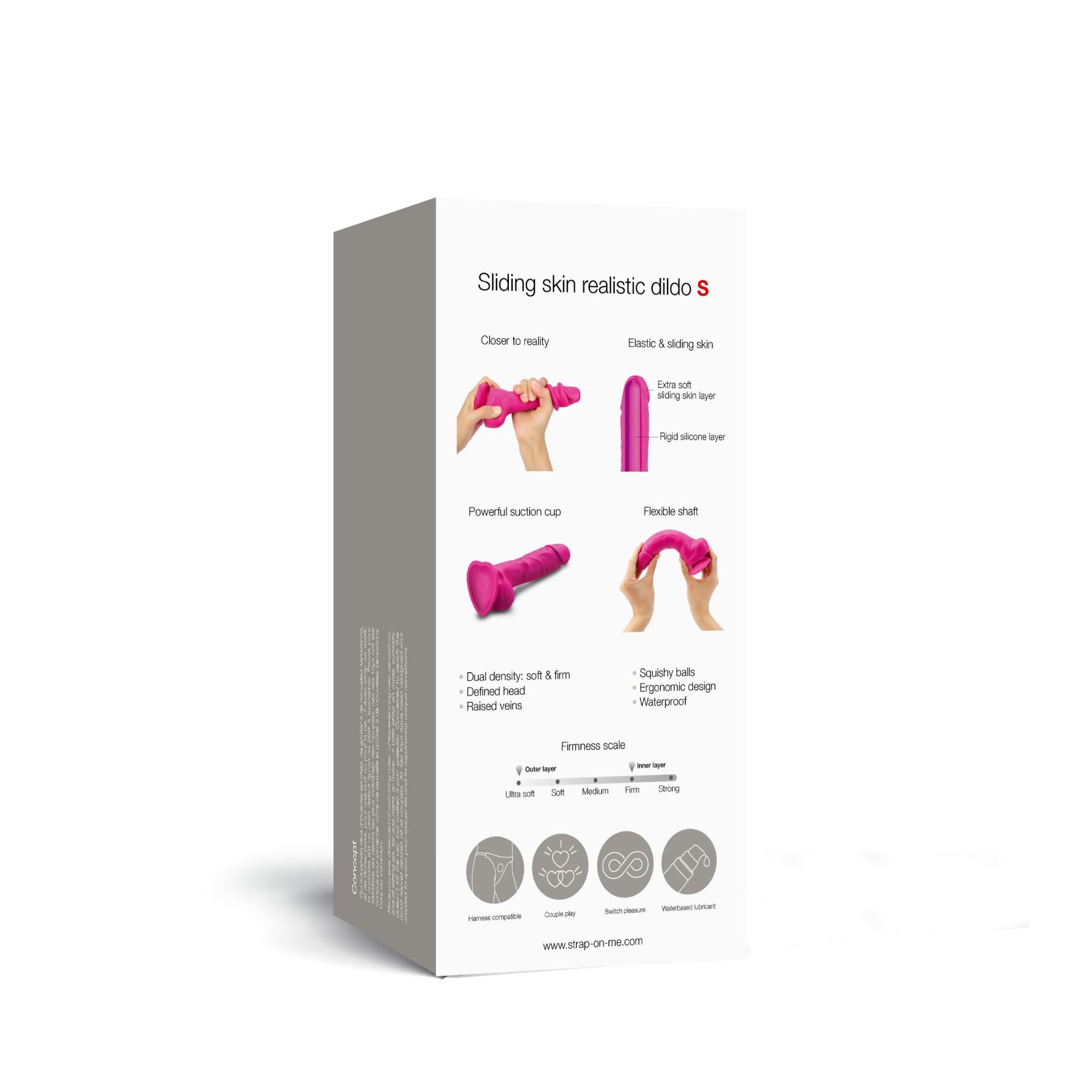 Strap-on-Me Sliding Skin Dildo Realistisch  Weicher Silikon-Dildo mit  doppelter Dichte und gleitender Oberflche, starke Saugnapf-Basis,  kompatibel mit Harness, weiche Eichel und Hoden. : Amazon.de: Drogerie &  Krperpflege