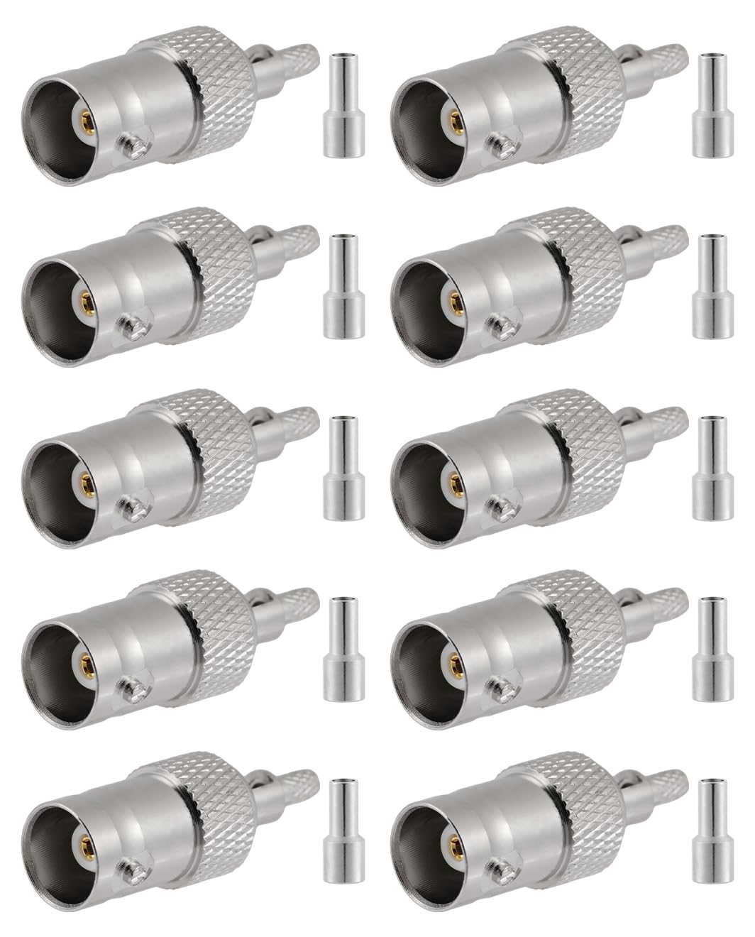 POBADY 10 PCS BNC Female Connectors 50 Ohm BNC Female Crimp Connector for RG316 RG174 RG178 RF Coax Cable