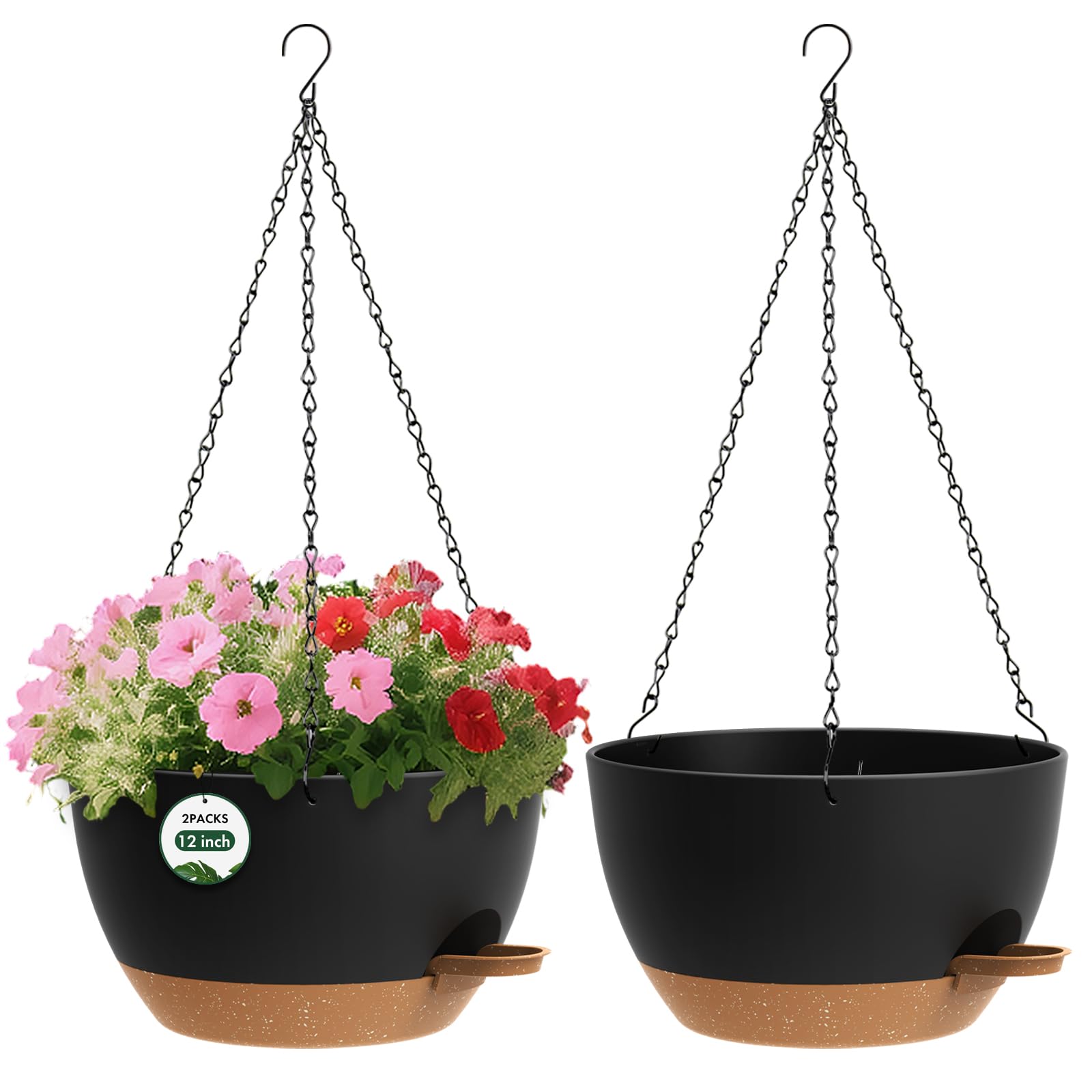 AHJZO 12 Inch Self Watering Hanging Planters