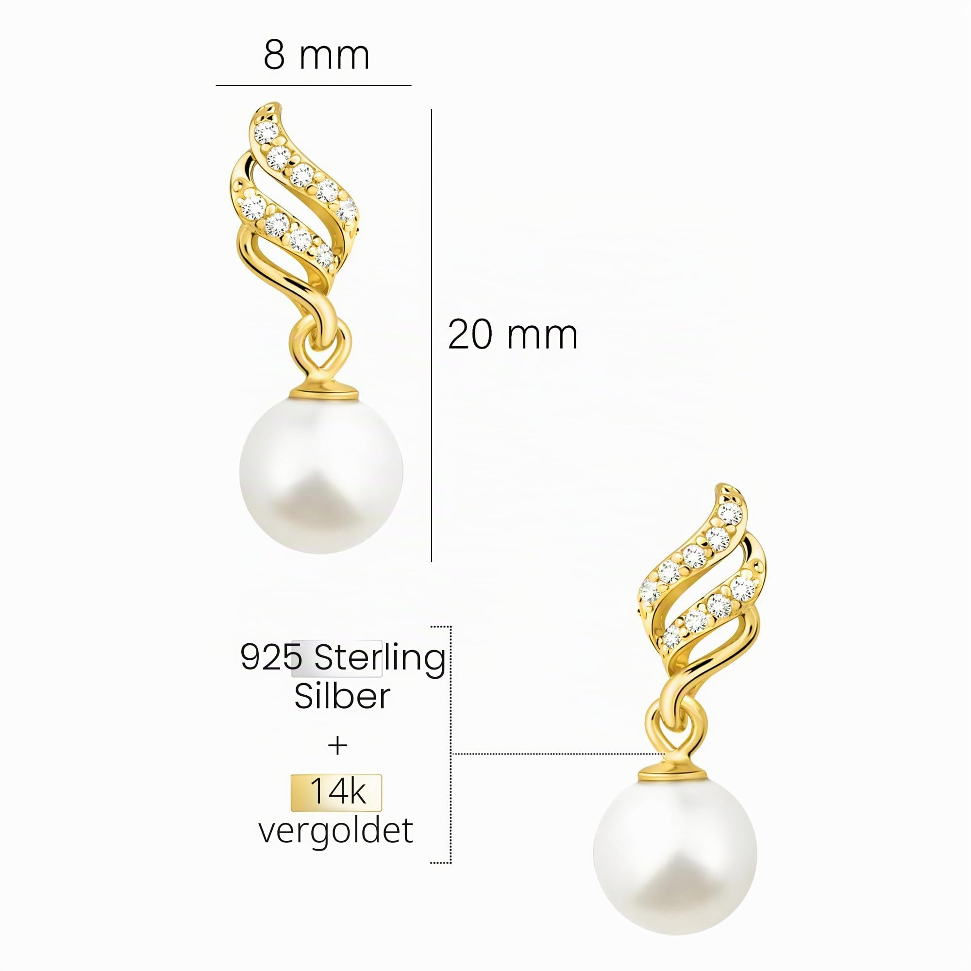 SOFIA MILANI - Damen Ohrringe 925 Silber - mit Zirkonia Steinen - Perlen Ohrstecker