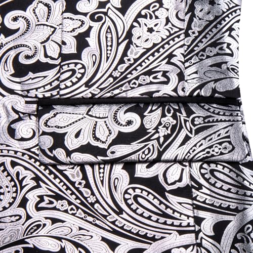 Image of Barry.Wang Mens Floral Blazer Suit Jacket Notched Lapel Casual Sport Coat | Flowers Jacquard One Button Tuxedo for Prom Wedding Party Disco Dinner Banquet Cocktail Homecoming Travel,Regular Fit