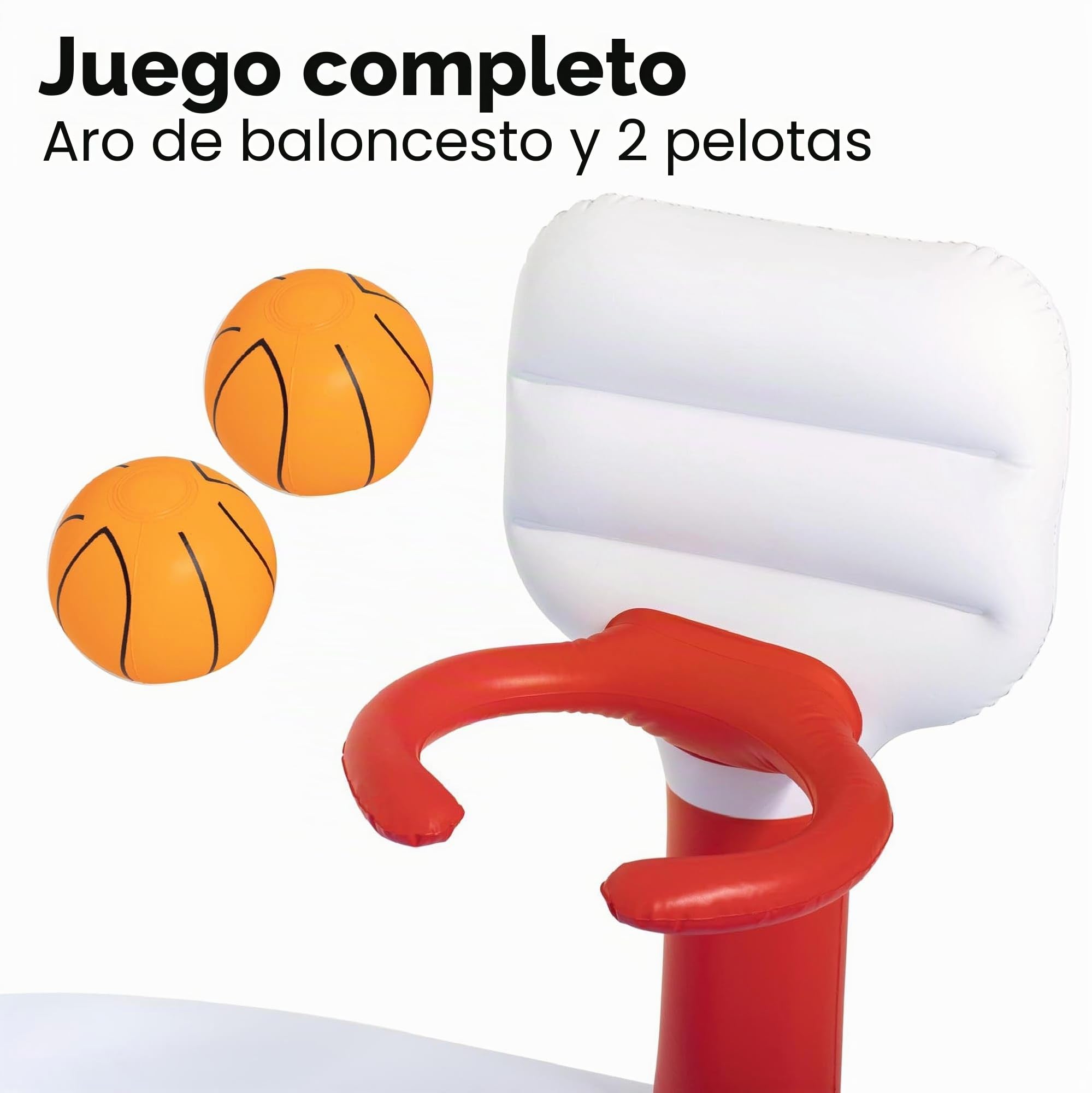 Piscina rectangular Blanco Y Azul Hinchable Infantil con Canastas Baloncesto Bestway Basketball 254x168x102 cm