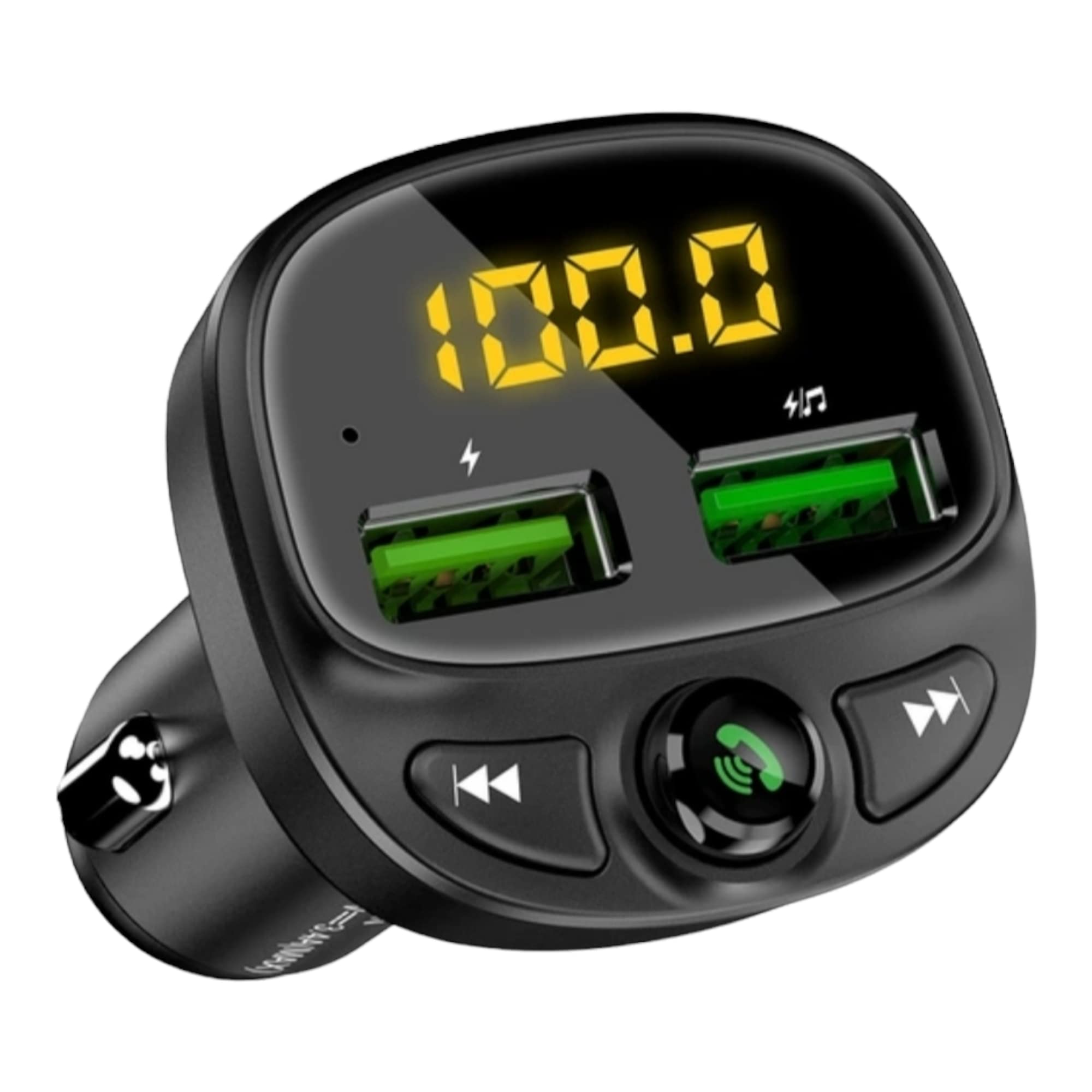 NALACAL Bluetooth FM Transmitter, Car Radio Audio Adapter MP3 Player Handsfree Car Kit with Dual USB Ports 5V/3.4A, LED Display, Black, Supports Bluetooth 5.0, USB Connectivity, 12-24V DC Power Source