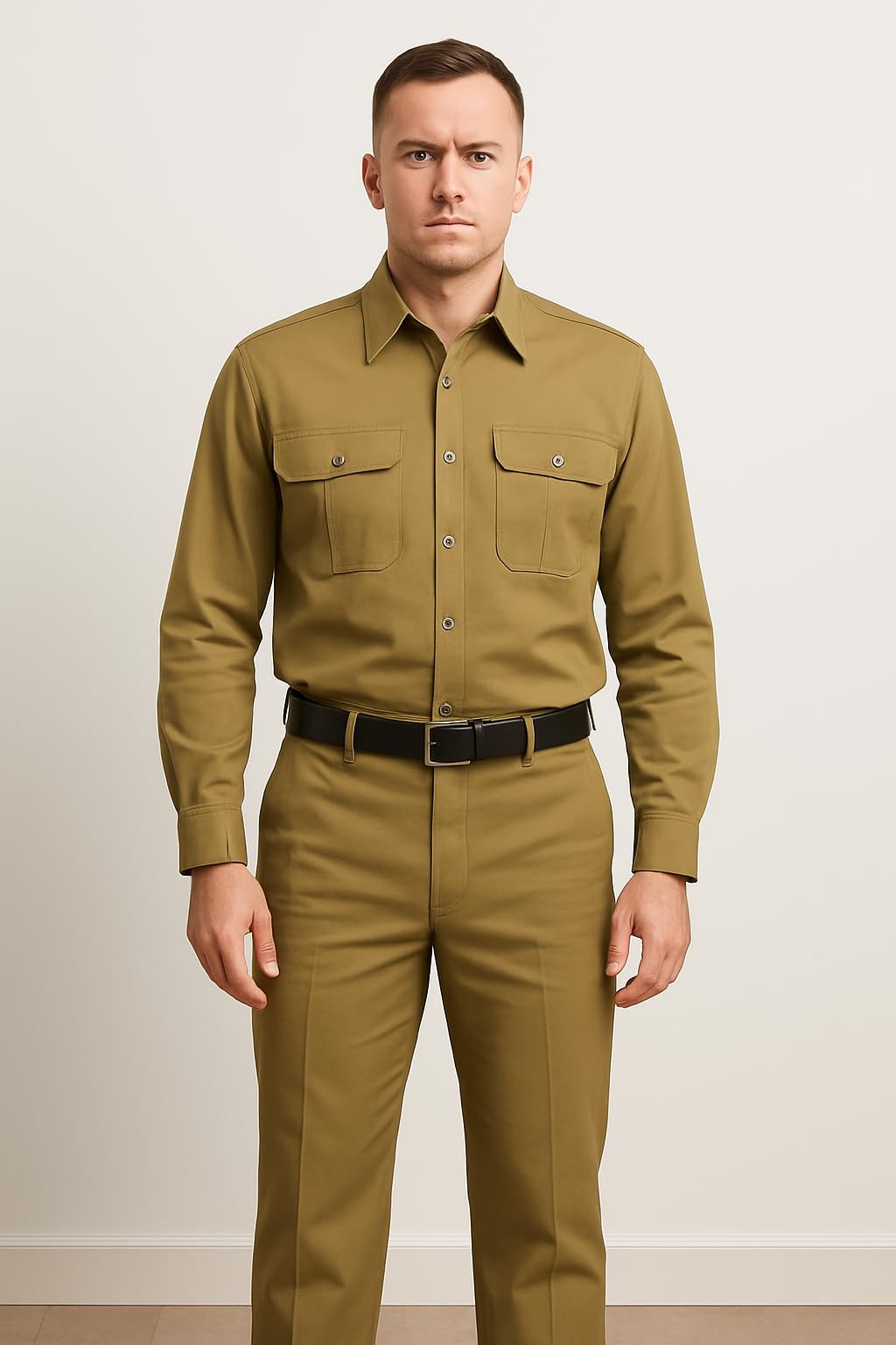NCC Cotton Blend Khaki Uniform Set, Full Sleeve Shirt and Trouser Combo, Cadet Dress for Drill, Parade, Training, Unisex (26-36 Waist Size) (Waist 26) 4