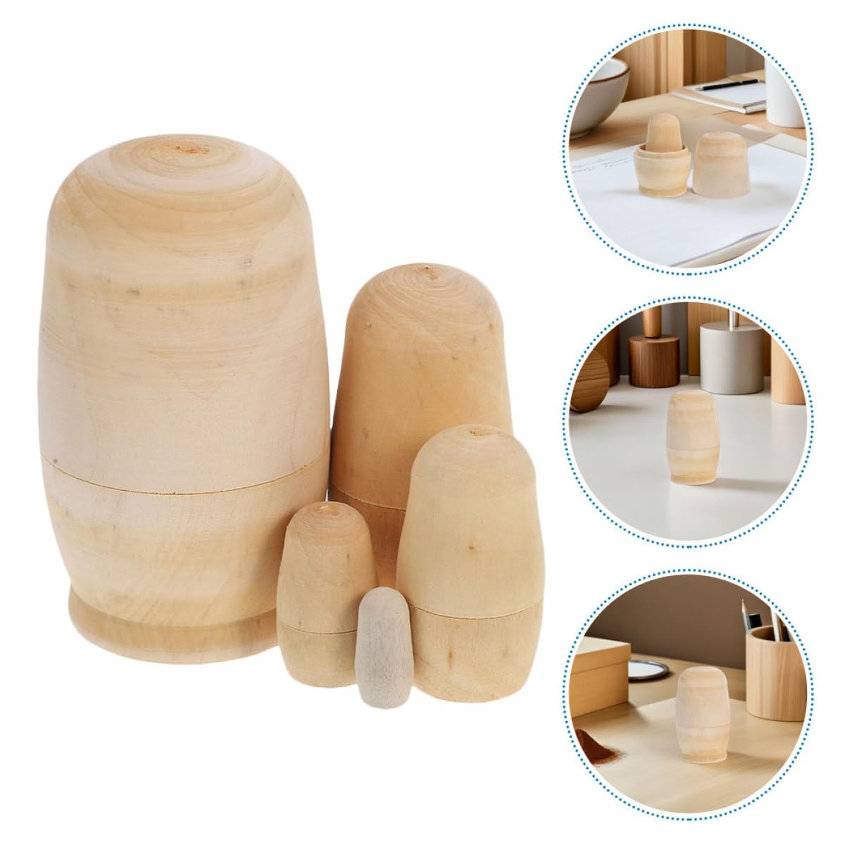 Matrioska Russa Originale Set in Legno Bianco 5 Strati per Pittura DIY