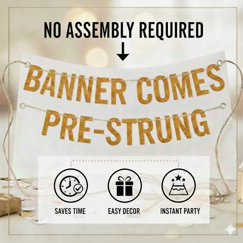 Graduation Gold Glitter Banner Congratulations Party Decorations - Image 7