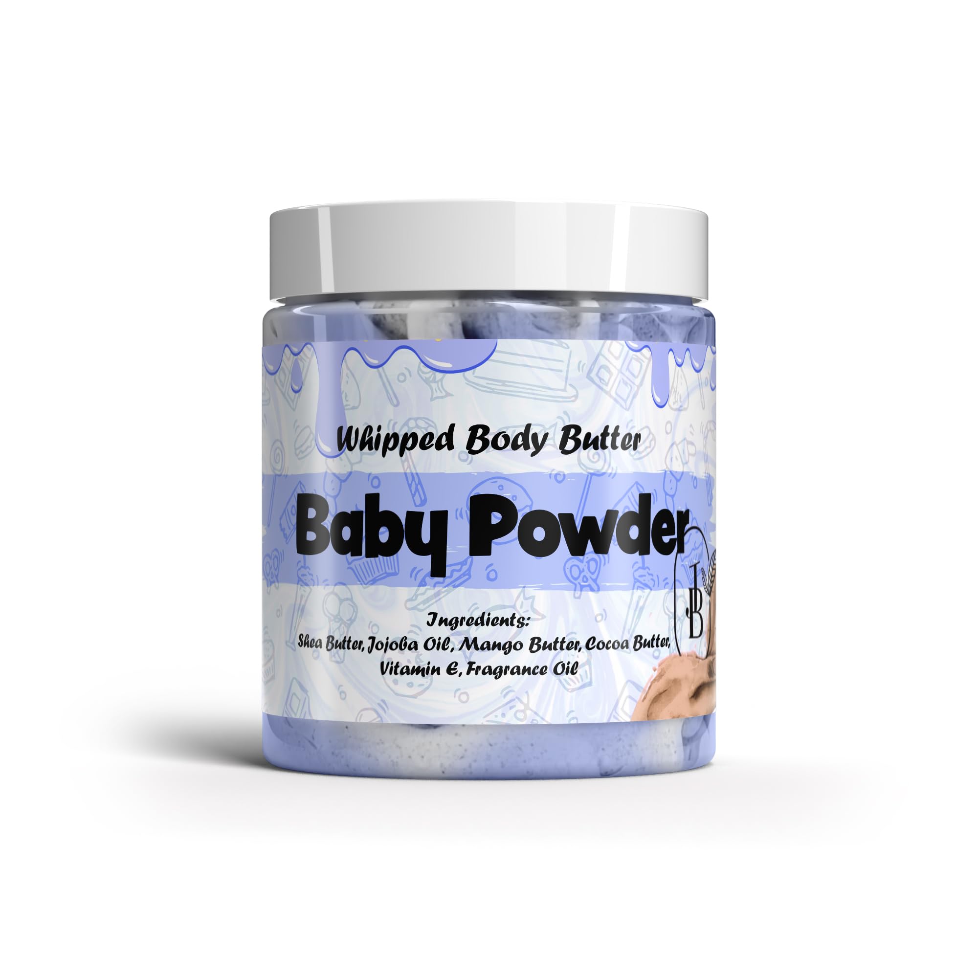 Jersey Botanical - Baby Powder Whipped Body Butter 8oz. With Shea Butter Mango Butter Cocoa Butter Creamy Natural Smooth Long-lasting Intense