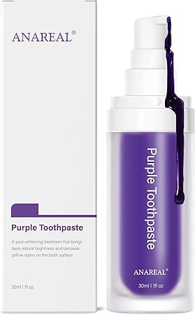 ANAREAL Purple Toothpaste for Teeth Whitening, Purple Whitening Toothpaste for Adults, Purple Teeth Whitening Toothpaste, Teeth Whitening Purple, Teeth Whitening Purple Toothpaste 1fl oz